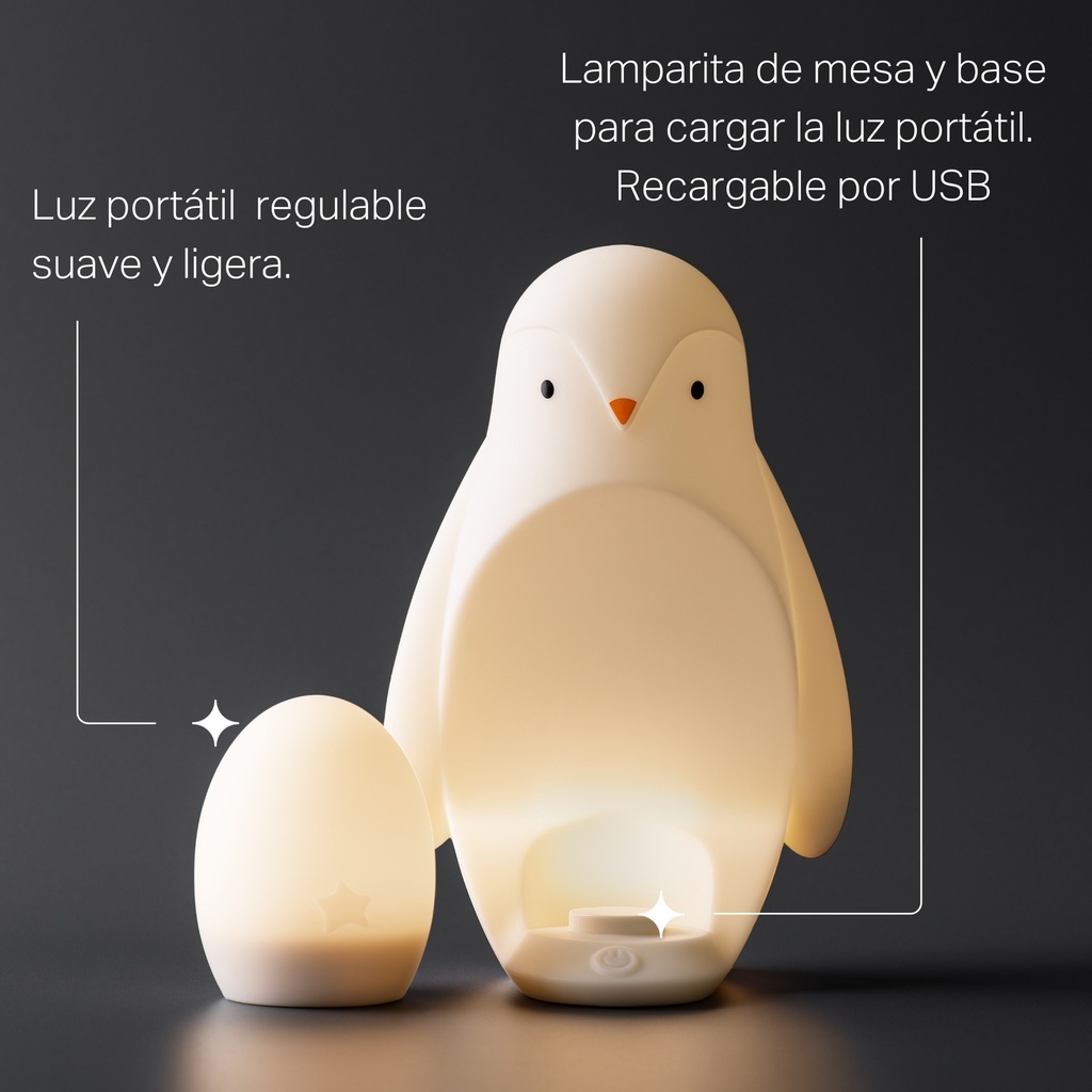 Luz Nocturna Pingüino 2 en 1